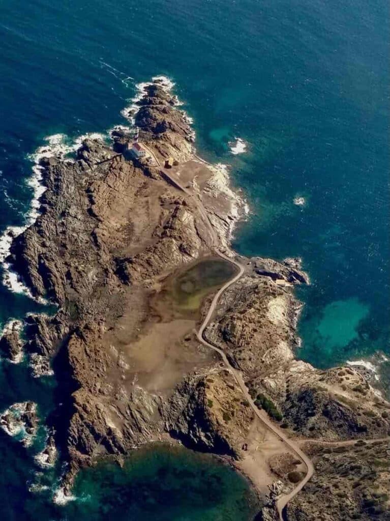 phare de Favaritx vu du ciel