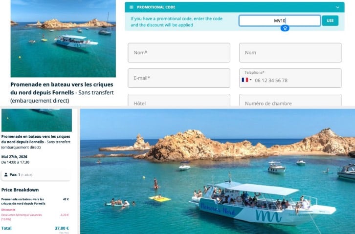 Menorca Nord, excursion en bateau