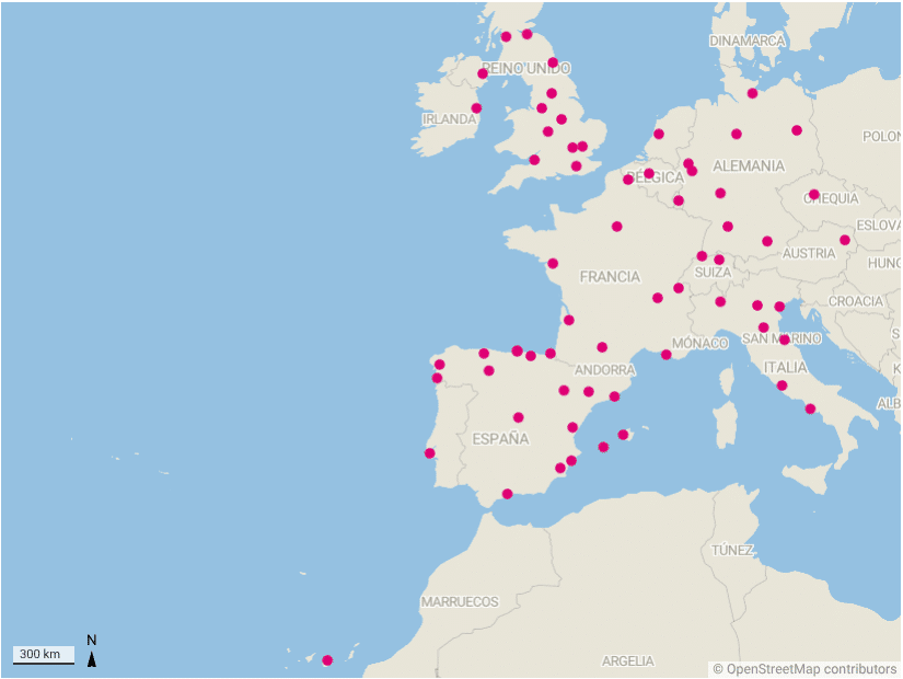 les aéroports internationaux qui ont une liaison direct avec l'aéroport de Minorque-Mahon