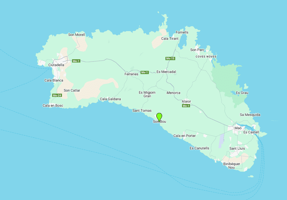 carte de Son Bou à Minorque