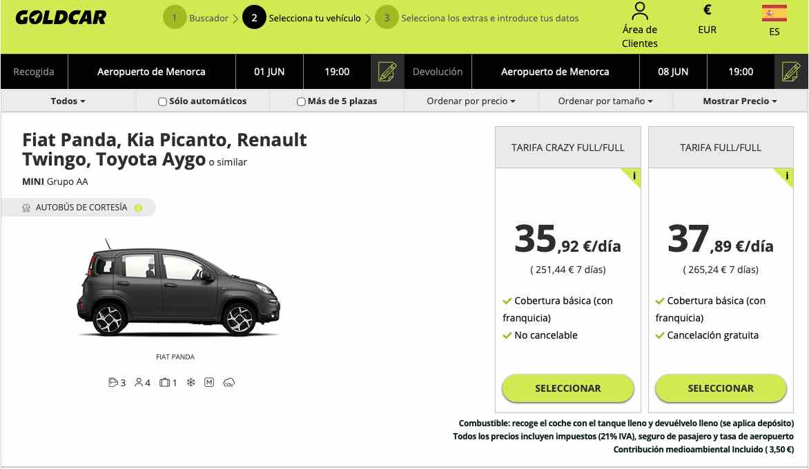 Location Voiture Minorque