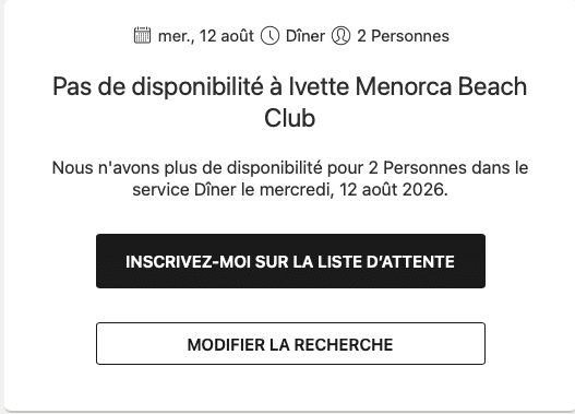 Ivette Menorca Beach Club affiche déjà complet pour le soir de l'éclipse.